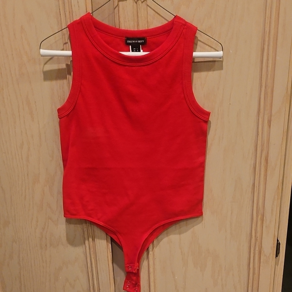 Red Sleeveless Bodysuit NWOT